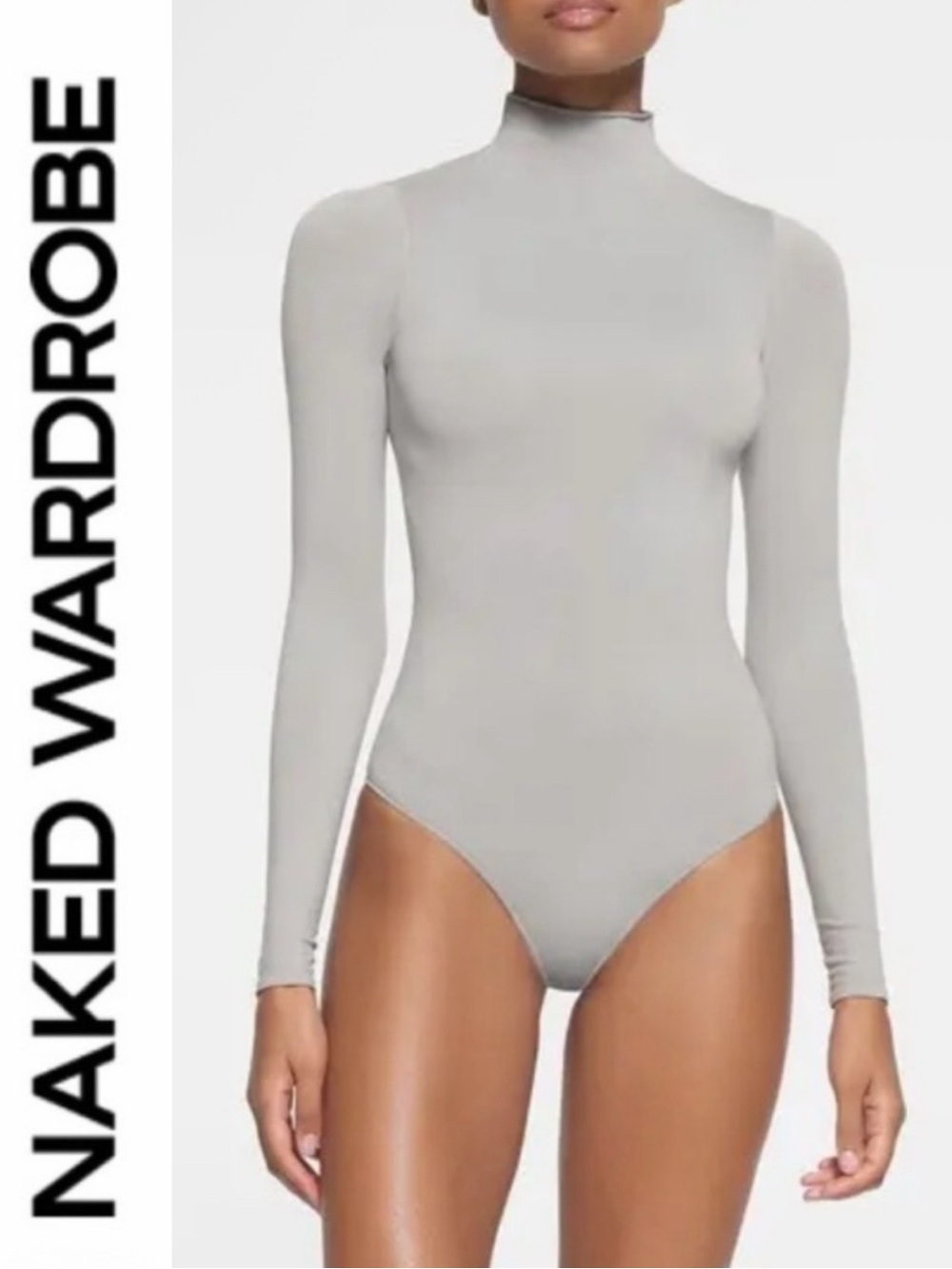 Naked wardrobe 🩶 N by naked wardrobe gray turtle neck bodysuit- small